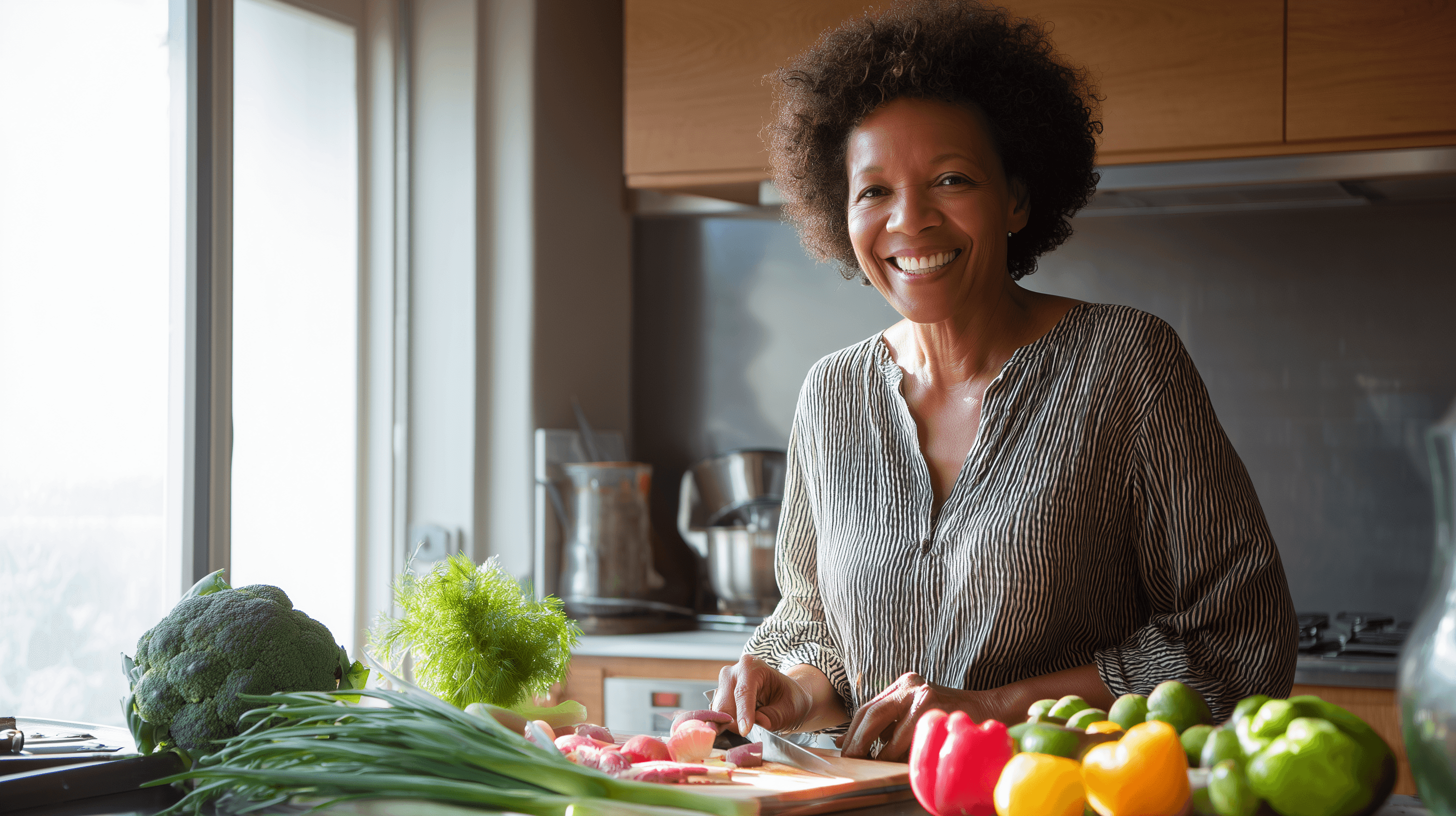 Woman cooking with fresh vegetables
