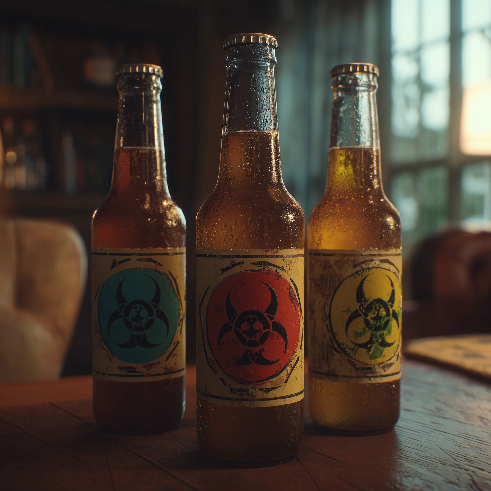 Beer with biohazard labels